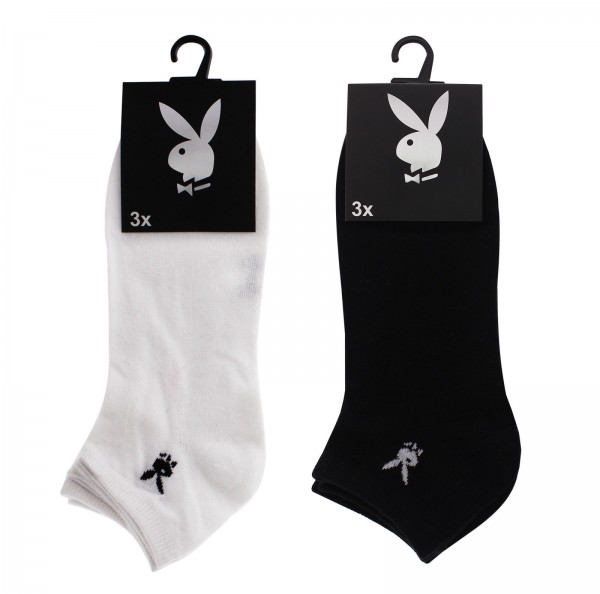 Playboy Sneakersocken 6|9|12|24 Paar Schwarz / Weiß 39-42/43-46