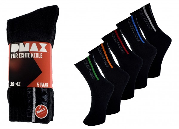 DMAX schwarze Allrounder Socken "für echte Kerle" - 5|10|15|20 Paar in allen Größen