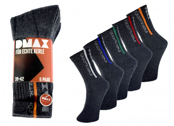 DMAX dunkelgraue Allrounder Socken "für echte Kerle" - 5|10|15|20 Paar in allen Größen