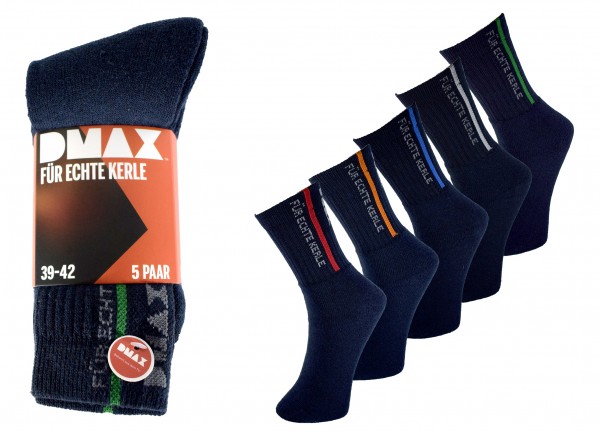 DMAX blaue Allrounder Socken "für echte Kerle" - 5|10|15|20 Paar in allen Größen