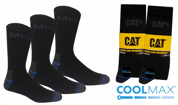 CAT Caterpillar 6|9|12 Paar Power&Cool Arbeitsssocken - 39-42/43-46